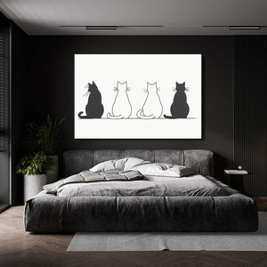 Four Sitting Cats Wall Art | MusaArtGallery™