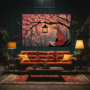 Fox Cherry Blossom Tree Wall Art