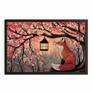 Fox Cherry Blossom Tree Wall Art