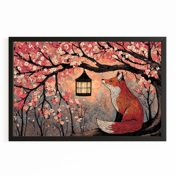Fox Cherry Blossom Tree Wall Art