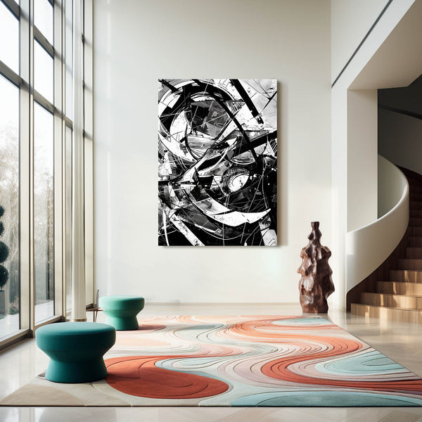 Fractured Motion Black and White Abstract Art | MusaArtGallery™