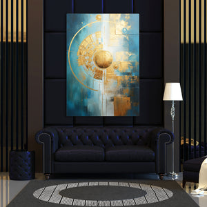 Gold and Blue Abstract Canvas Art | MusaArtGallery™
