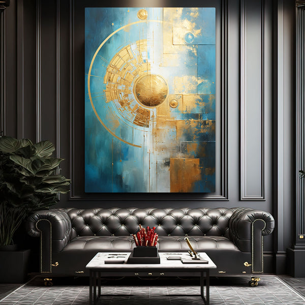 Gold and Blue Abstract Canvas Art | MusaArtGallery™