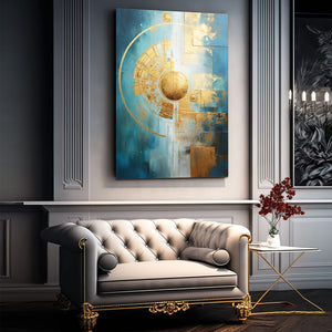 Gold and Blue Abstract Canvas Art | MusaArtGallery™