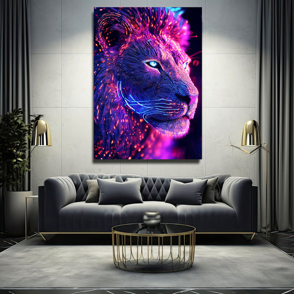 Galactic Glow Lion Wall Art | MusaArtGallery™