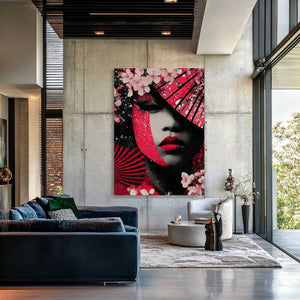 Geisha Cherry Blossom Wall Art