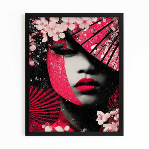 Geisha Cherry Blossom Wall Art