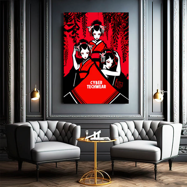 Geisha Trio Cyberpunk Art | MusaArtGallery™