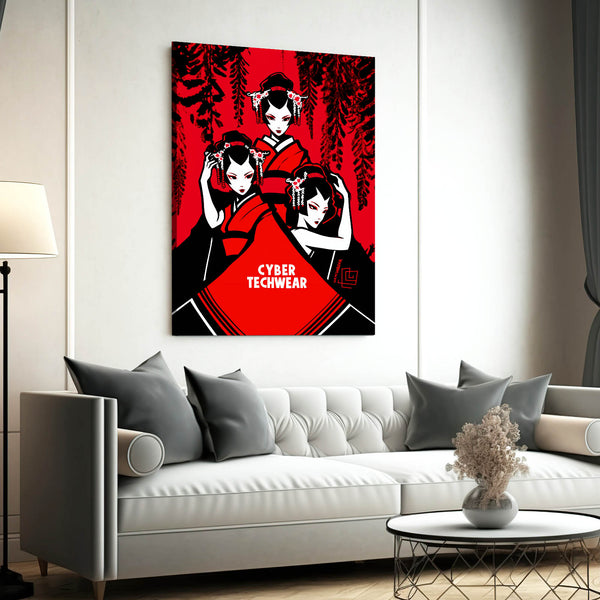 Geisha Trio Cyberpunk Art | MusaArtGallery™