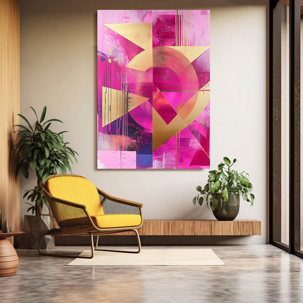 Geometric Brilliance Pink Abstract Art | MusaArtGallery™