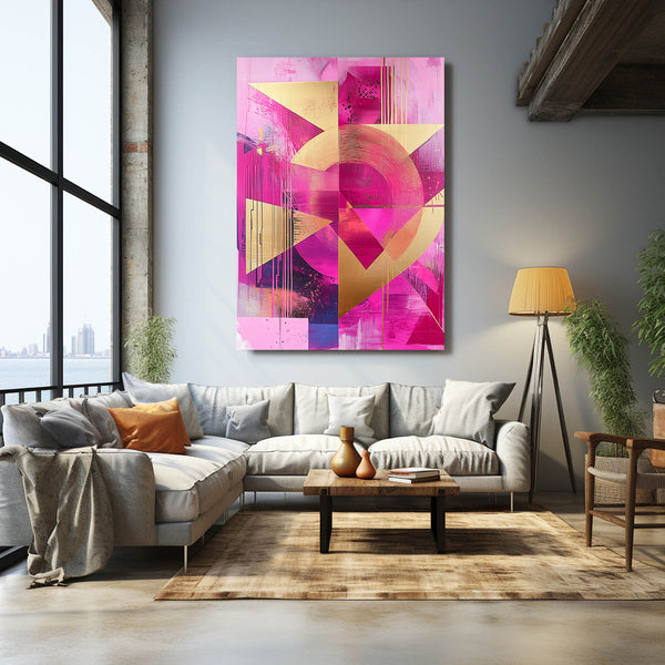 Geometric Brilliance Pink Abstract Art | MusaArtGallery™