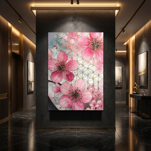 Geometric Cherry Blossom Flower Art