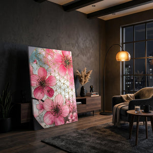 Geometric Cherry Blossom Flower Art