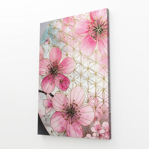 Geometric Cherry Blossom Flower Art