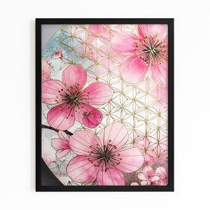 Geometric Cherry Blossom Flower Art