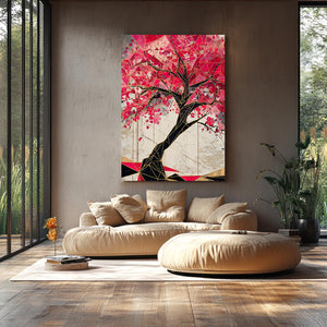 Geometric Cherry Blossom Tree Art