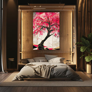 Geometric Cherry Blossom Tree Art