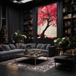 Geometric Cherry Blossom Tree Art