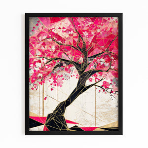 Geometric Cherry Blossom Tree Art