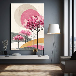 Geometric Cherry Blossom Tree Wall Art