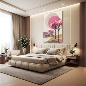 Geometric Cherry Blossom Tree Wall Art