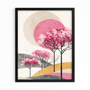 Geometric Cherry Blossom Tree Wall Art