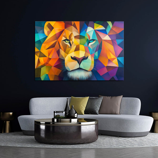 Geometric Glow Lion Wall Art | MusaArtGallery™