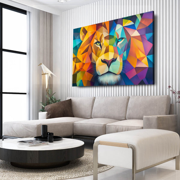 Geometric Glow Lion Wall Art | MusaArtGallery™