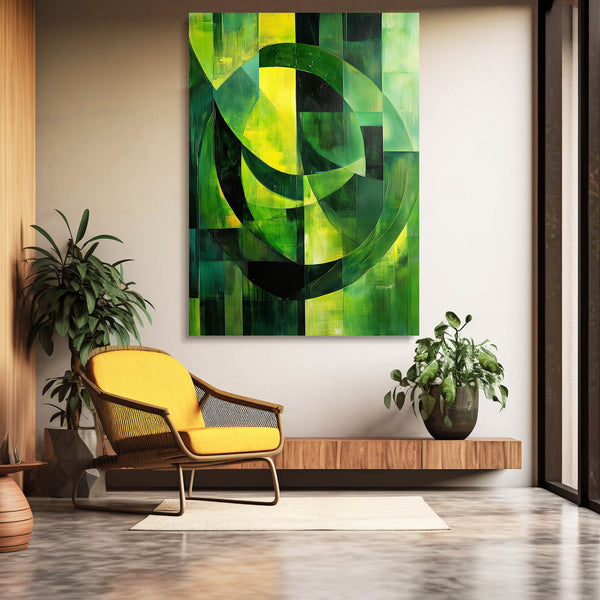 Geometric Vibe Green Abstract Art | MusaArtGallery™