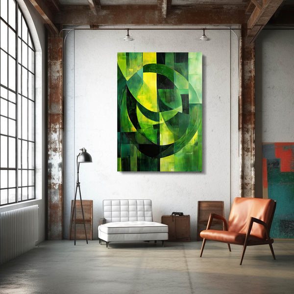 Geometric Vibe Green Abstract Art | MusaArtGallery™