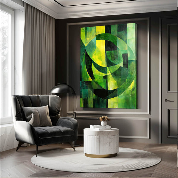 Geometric Vibe Green Abstract Art | MusaArtGallery™