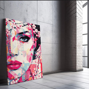 Geometric Woman Cherry Blossom Wall Art