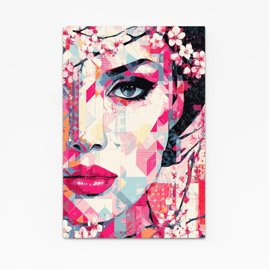 Geometric Woman Cherry Blossom Wall Art