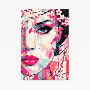 Geometric Woman Cherry Blossom Wall Art