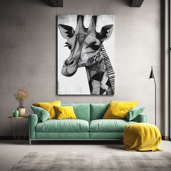 Giraffe Art Black And White