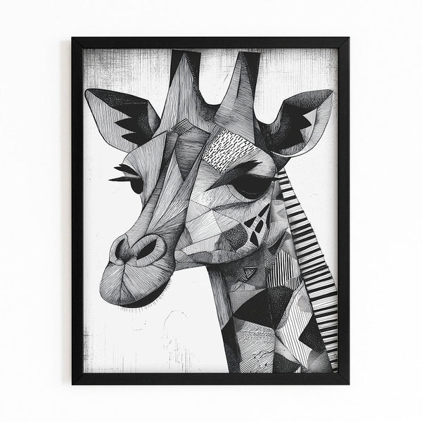 Giraffe Art Black And White