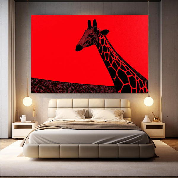 Giraffe Art Red