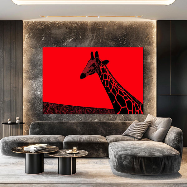 Giraffe Art Red