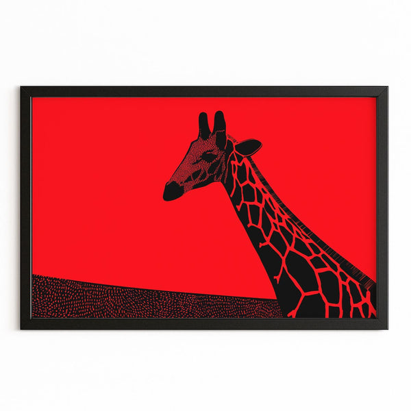 Giraffe Art Red