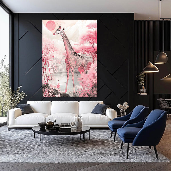 Giraffe Artwork Pink