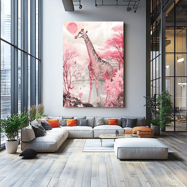 Giraffe Artwork Pink