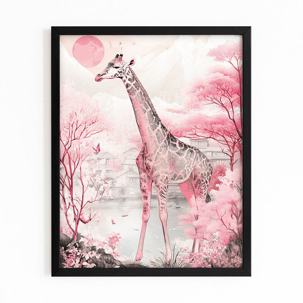 Giraffe Artwork Pink