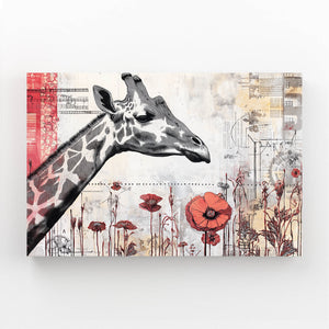 Giraffe Canvas Black And White