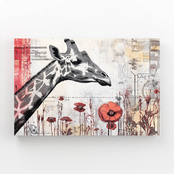 Giraffe Canvas Black And White