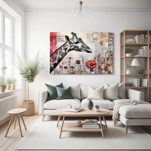 Giraffe Canvas Black And White