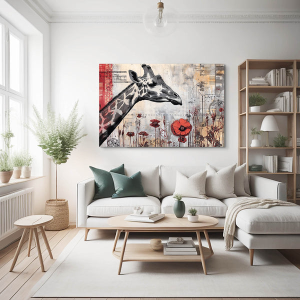 Giraffe Canvas Black And White