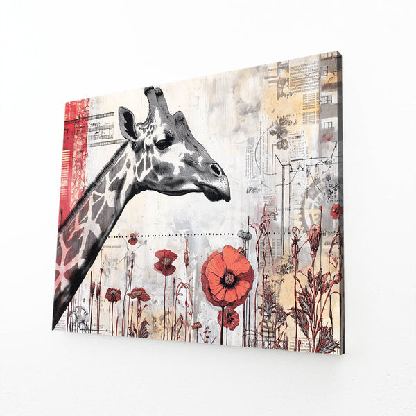 Giraffe Canvas Black And White