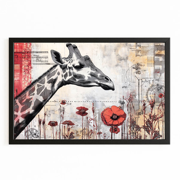 Giraffe Canvas Black And White