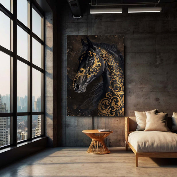 Gold And Black Horse Art 