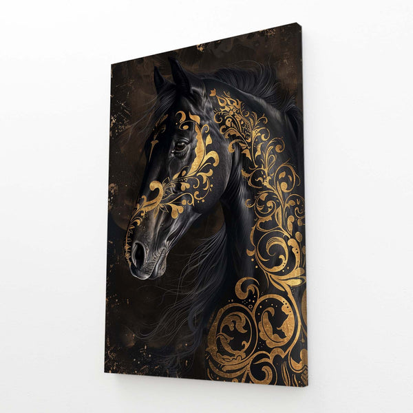 Gold And Black Horse Art 